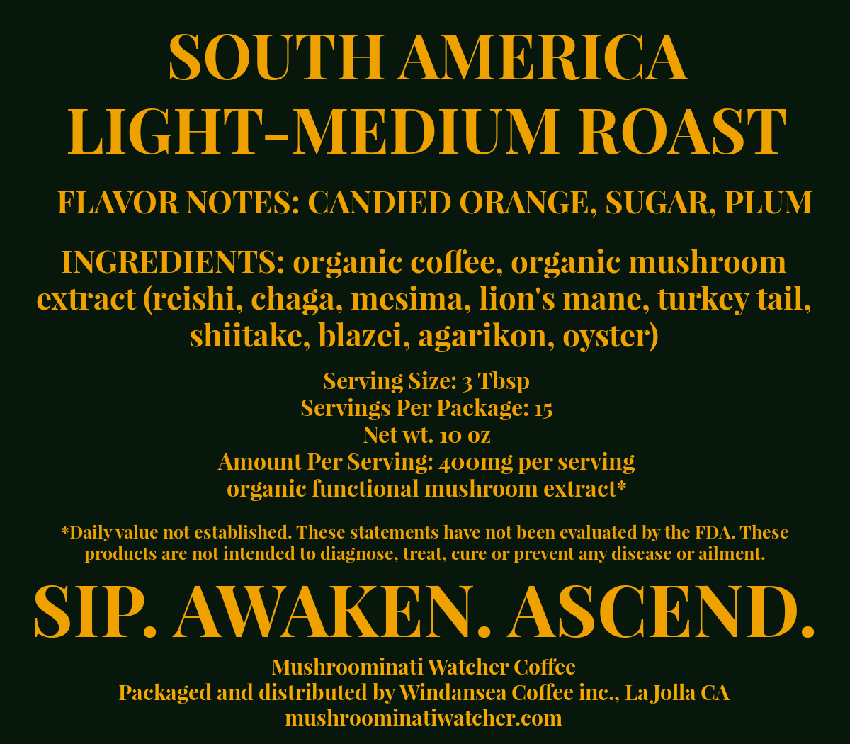 Mushroominati Watcher Mushroom Infused Coffee- Whole Bean